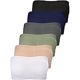 Bencailor 6 Pack Strapless Bra for Women, Padded Seamless Bandeau Bra with Support Wire Free Tube Top Non Slip Bralette