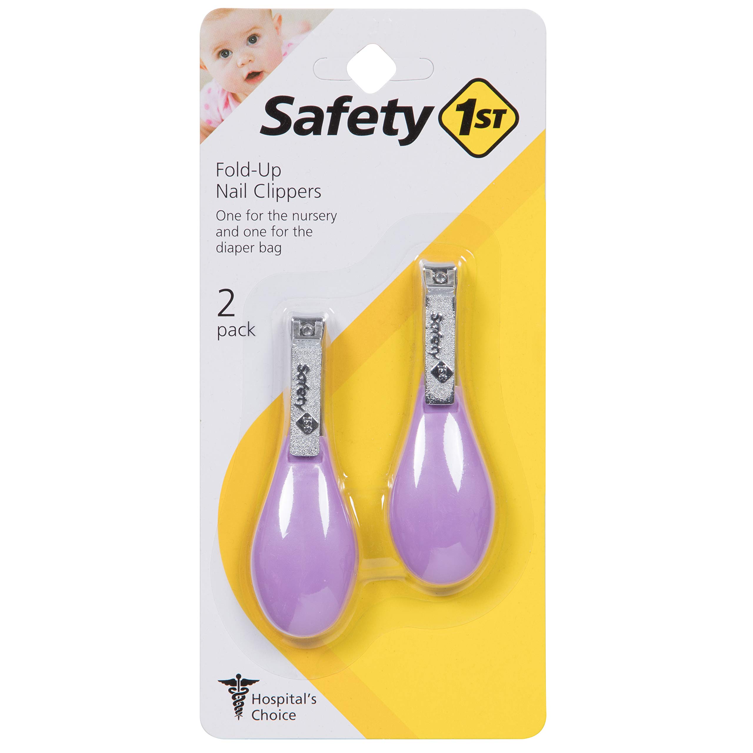 Safety 1stSteady FoldUp Nail Clippers, Raspberry, 2Count