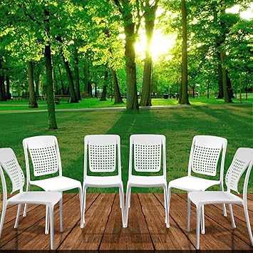 Spinecare Series 2109 - by Italica Furniture with Ergonomically Designed Swingback for Complete Back Support for Indoor, Outdoor, Restaurant, Classroom and Dining Room (Matte Finish, White, Set of 6)