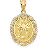 Cancer The Crab Zodiac Sign Pendant in Real 10k or 14k Yellow Gold