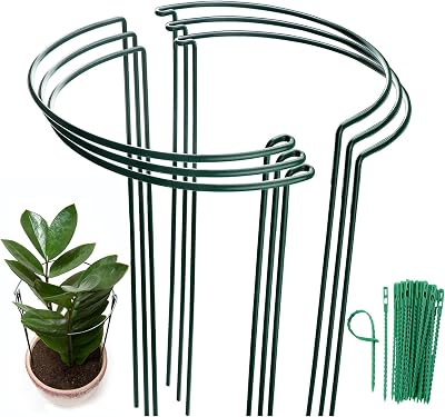 MUAEEOK 6 Pack Plant Support Stakes 30x50cm Half Round Cage