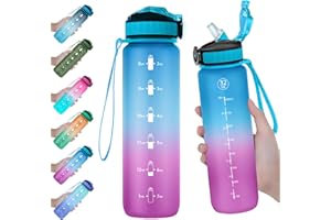 EYQ 32 oz Water Bottle with Time Marker, Carry Strap, Leak-Proof Tritan BPA-Free, Ensure You Drink Enough Water for Fitness, Gym, Camping, Outdoor Sports