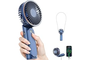 TUNISE Portable Handheld Fan, Portable Fan Rechargeable, 4000mAh, 180° Adjustable, 6 Speed Wind, Display Electricity in Real 