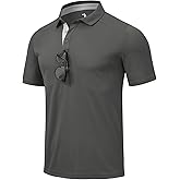 Rdruko Men's Polo Golf Shirts Short Sleeve Collared Dry Fit Moisture Wicking Performance Athletic Dress Pique T Shirt