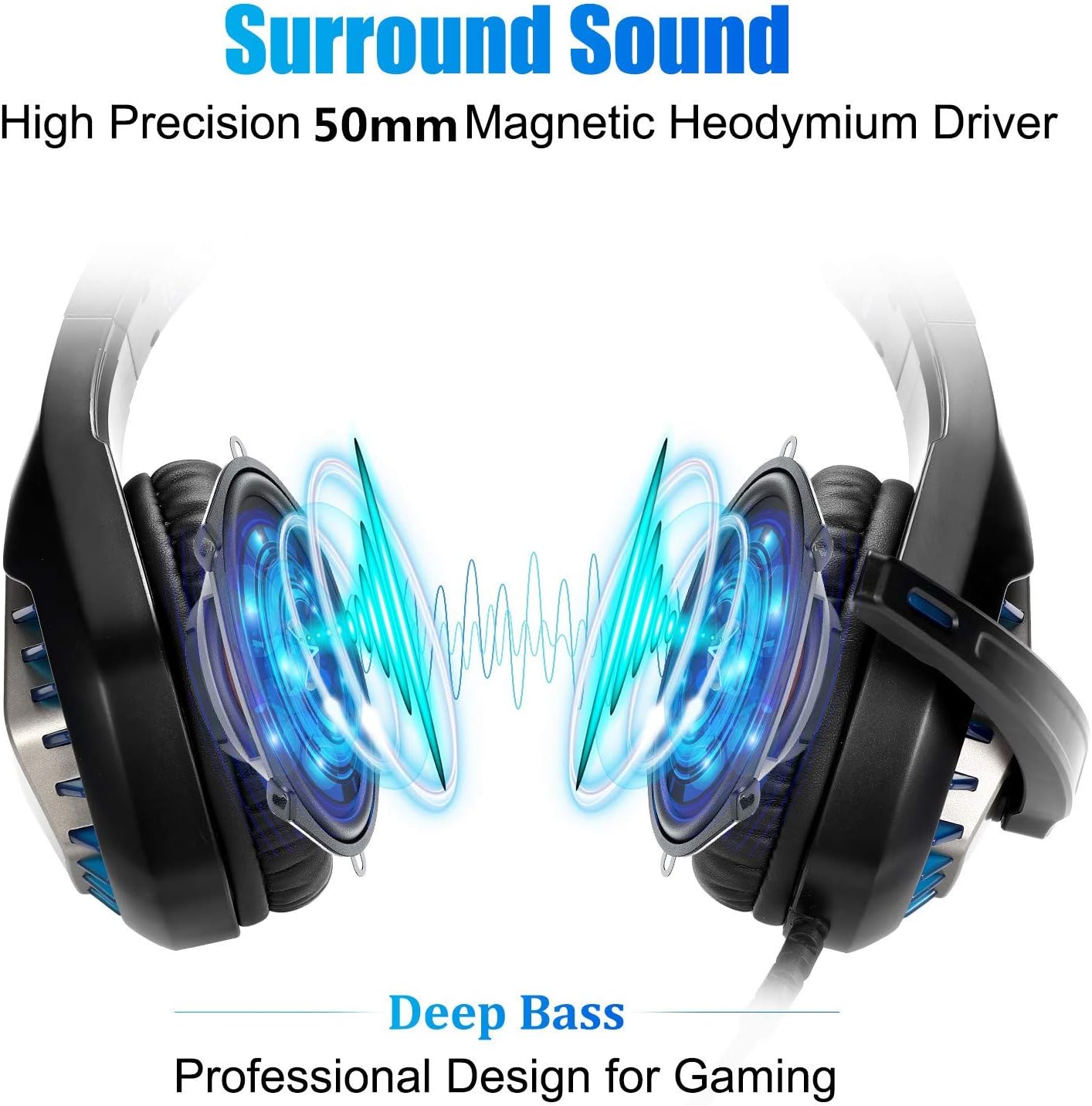 Pacrate Gaming Headset for PS4, Xbox One, with Noise Cancelling Mic - Pro Stereo Surround Sound Over Ear Gaming Headphones with LED Lights for Mac, Laptop, PC: Computers & Accessories