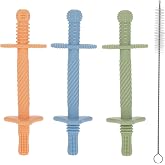 Nuby Silicone Teething Tubes - 3 Pack | Teething Straws - Boy/Neutral