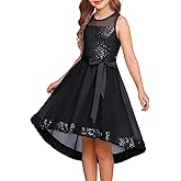 GRACE KARIN Girls Sequin Party Formal Dress Wedding Guest Sparkle Fancy Birthday Tulle High Low Prom Dresses 6-14 Years