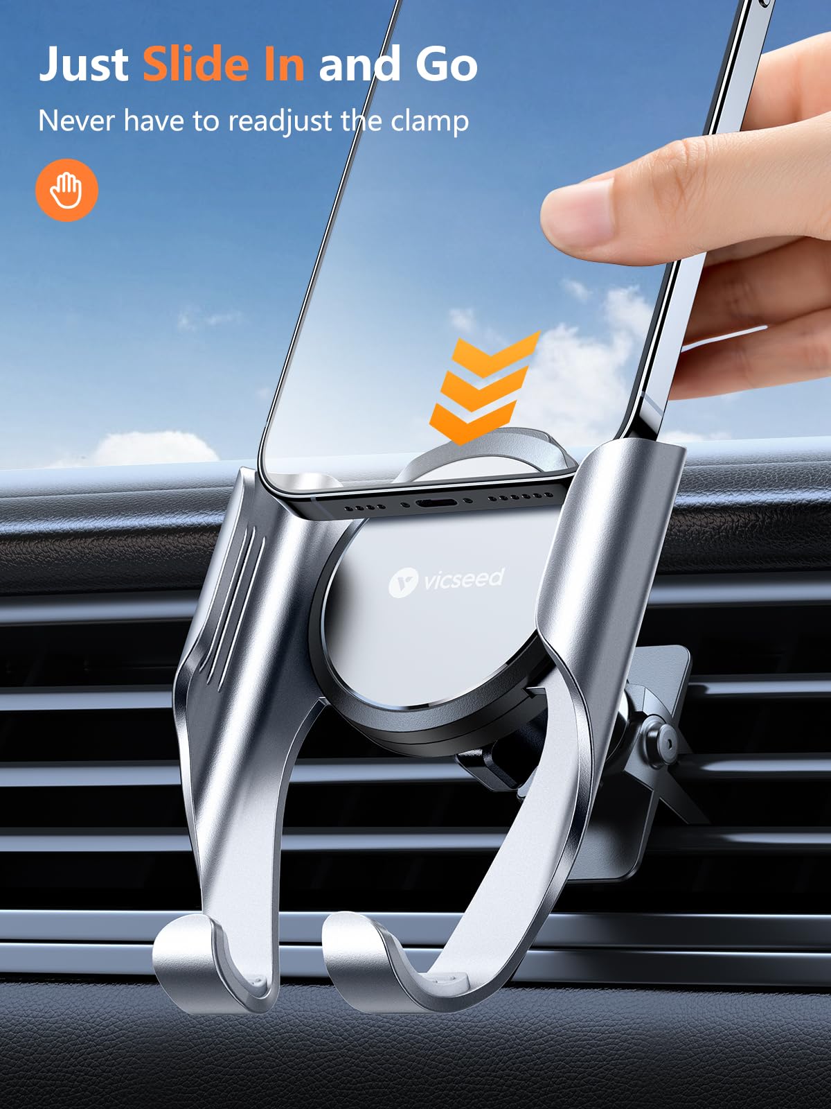 VICSEED 2024 Upgrade Car Vent Phone Mount with Metal Air Vent Clip, Auto Lock Phone Mount for Car Phone Holder Mount, Car Mount for iPhone 15 Pro Max 14 13 12 & All Phones
