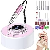 Happnear Electric Nail Drill Kit Professional 40000RPM Rechargeable Cordless Nail Drill with 12 Bits & 66 Sanding Bands for Acrylic/Gel Removal & Faster Shaping Manicure & Pedicure Home/Salon (Pink)