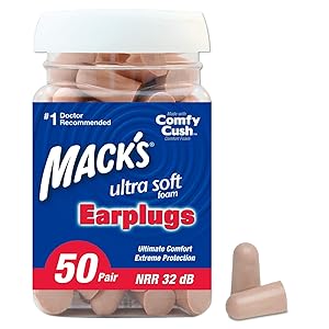 Mack's Ultra Soft Foam Earplugs, 50 Pair - 32dB Highest NRR, Comfortable Ear Plugs for Sleeping, Snoring, Work, Travel & Loud Events