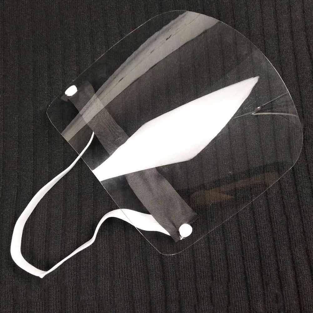chongdian 1PC Protective Mask Dust Windproof Transparent Face Mask Anti Saliva Adjustable Head-Mounted Transparent Hood with Washable Shield and Wide Visor(BK)