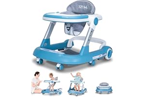 XZV Baby Walker with Wheels 4 in 1 Foldable Activity Center with Mute Wheels Adjustable Heights Anti-Fall Activity Center for Boys Girls Safe Infant Toddler Walker with Footrest for 6-24 Months
