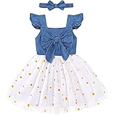 Renotemy Toddler Baby Girl Outfits Summer Dresses Sleeveless Infant Denim Sundress Jeans Dress for Girl Clothes