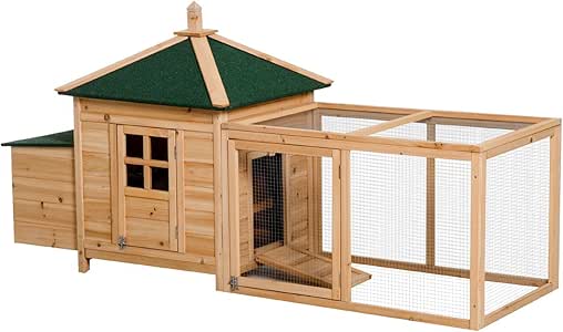 HOMCOM Gallinero Corral de Madera para Exteriores tipo Jaula Conejera y