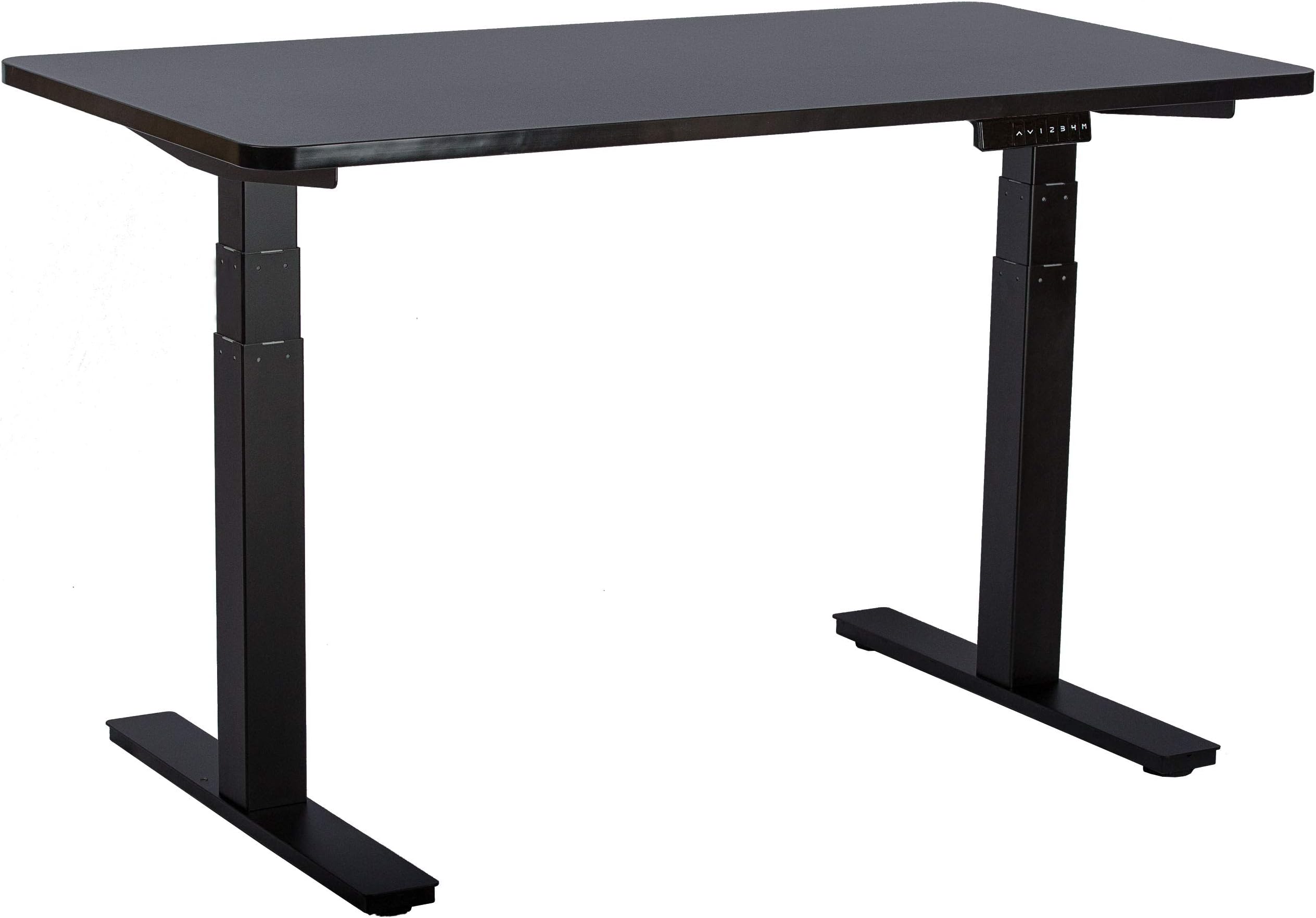 GT Innovation 53" W x 27.5" D Dual Motor Height Adjustable Desk Sit Stand Desk Stand Up Desk Standing Workstation Monitor Riser Electric Touch Control Dual Motor (Black Base + Black Top)