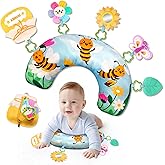 BOHEMIABY Bee Baby Tummy Time Pillow, Toddler Sensory Activity Toys, Newborn Tummy Time Pillow with Removable Sunflower Mirror, Butterflies, Honey Pot Zipper Pockets Toys for 0-6 Months Babies