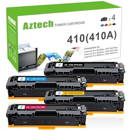 Aztech 4 Pack Kompatibel für HP 410A CF410A CF411A CF412A CF413A CF410X für M477fdw Toner HP Color Laserjet Pro MFP M477fdw M