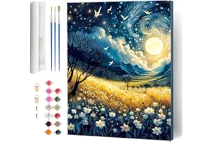 Hlison Paint by Numbers Kit for Adults Beginner, 16"x20" Moon Field Paint by Numbers Kit, Acrylic Painting by Number for Home Decor