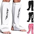 MMA Shin Pads for Muay Thai and Kickboxing, Protective Shin Guards with Instep Guard for Sparring and Training, for Adults, Kids, and Youth