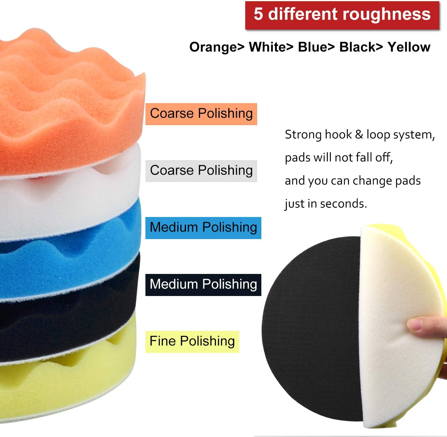 7 Inch Polishing Pads Kit Car Foam Sponge Pads Wool Bonnet Pads with 5/8-11 Thread Backing Pads & 8mm Adapters for Polisher & Electric Drill Auto Body Repair Pad for Waxing Buffing Sealing Glaze,13PCS: Automotive