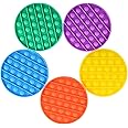 Mirenlife 5 Pack Pop Sensory Fidgets, Push Bubble and Silicone Pressure Relieving Toys, Round