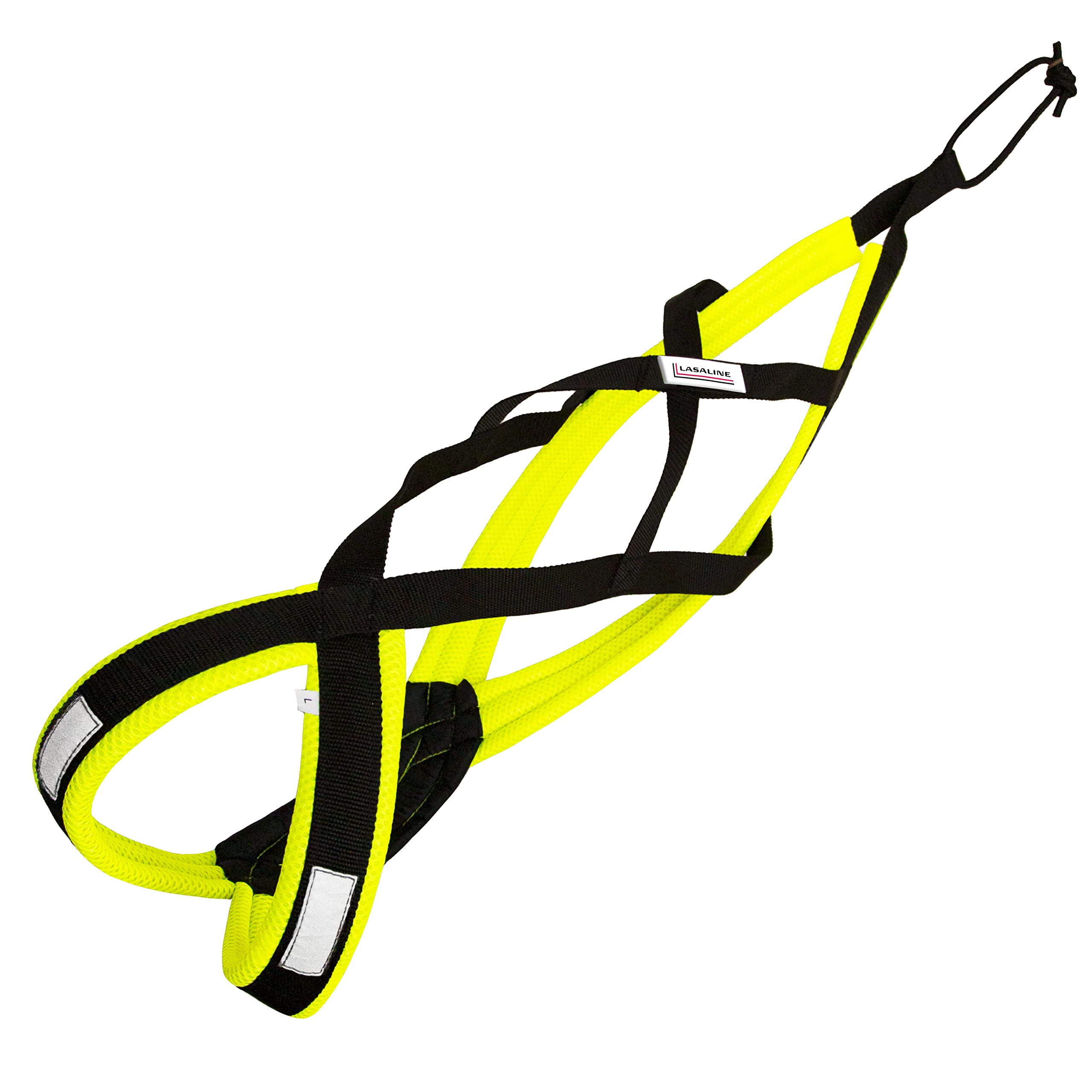 LASALINE X-Back Dog Harness for Canicross Bike, Ski Jöring Scooter Sledge Black Neon Yellow