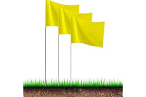 30Pack Yellow Marking Flags, JIZHGRAD 15x4x5 Inch Marker Flags Use for Yard & Lawn, Boundary & Dog Training, Survey & Landscape, Sprinkler & Surveyor, Garden & Construction, High Visibility, Sturdy, Versatile, UV & Weather Resistant