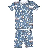 Copper Pearl Two Piece Short Sleeve Toddler Pajamas PJ Sets for Boys and Girls - Adorable Pattern Summer Pajamas Shorts to Keep Cool While Sleeping, Size 12 Months to 5T - Bridger
