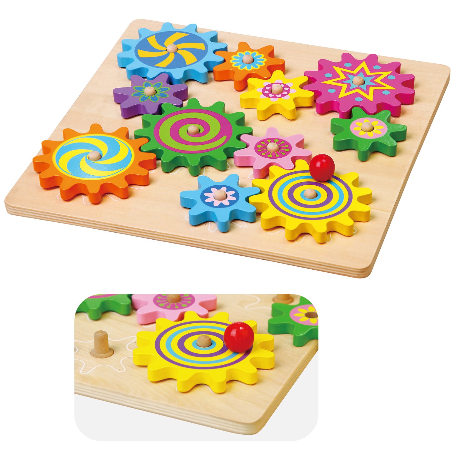 New Classic Toys Viga Wooden Spinning Gears & Cog, Childrens Toddler Activity Play Toy