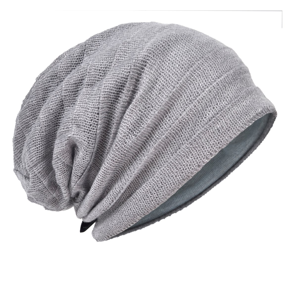 Men's Knit Beanie Slouch Baggy Skull Cap Vintage Long Hip-hop Winter Hat (Ruga-Pale)