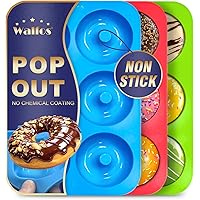 Walfos Donut pan Silicone Donut Mold - Non-Stick Silicone Doughnut Pan Set, Just Pop Out! Heat Resistant Up to 450°F, Make Pe