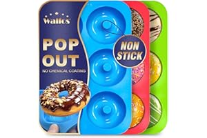 Walfos Donut pan Silicone Donut Mold - Non-Stick Silicone Doughnut Pan Set, Just Pop Out! Heat Resistant Up to 450°F, Make Pe