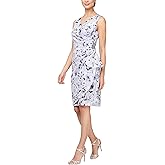 Alex Evenings Womens Short Crepe Cocktail Dress with Side Ruched Waist, Wedding Guest (Petite and Regular Sizes)