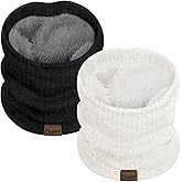 Chalier Infinity Scarf Winter Double-Layer Neck Warmer Knit Fleece Lined Circle Loop Scarves