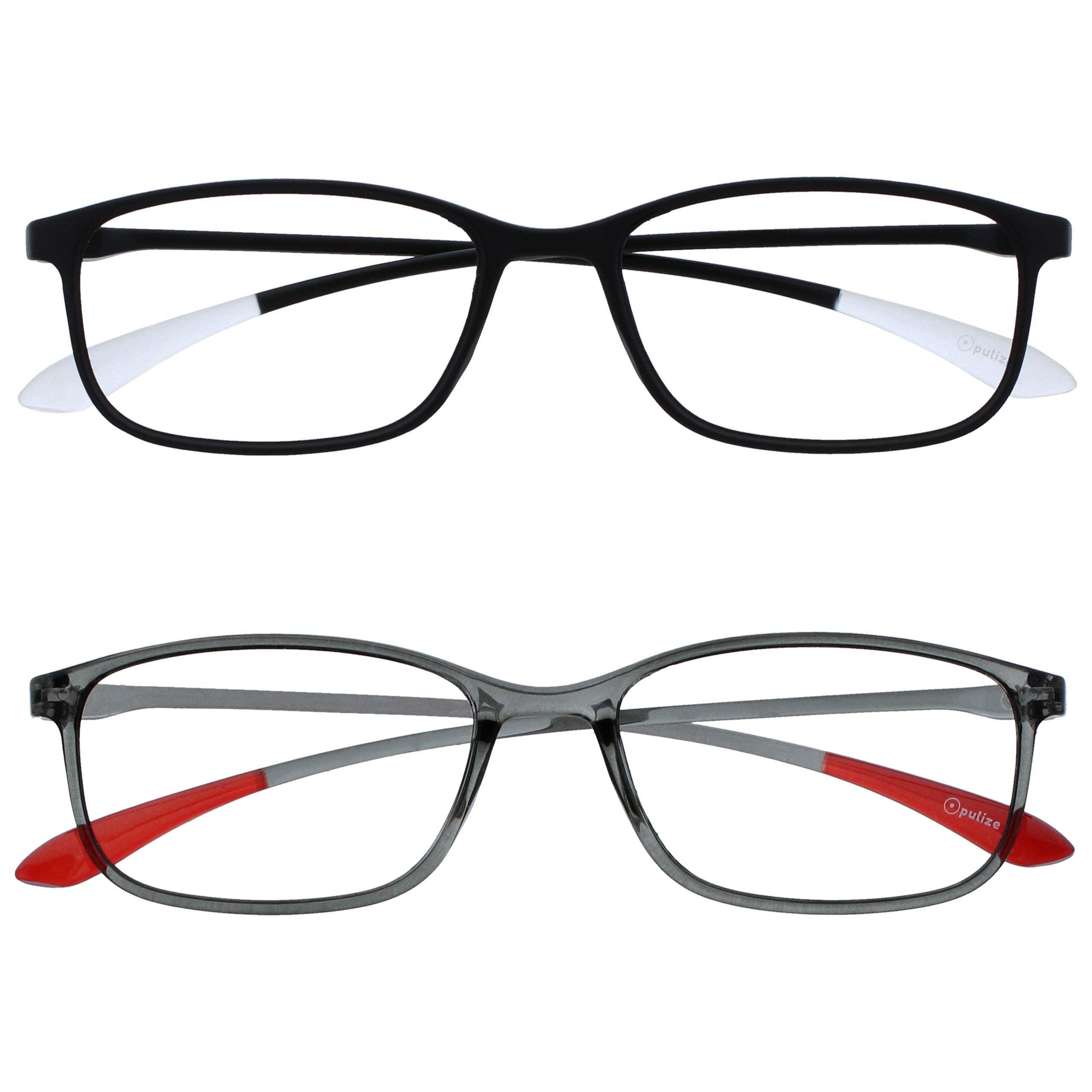 OPULIZE Ice Reading Glasses Ultra Lightweight Scratch Resistant Black Grey Frame Mens Womens RR61-17 +3.00