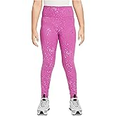 Nike One Big Kids' (Girls') Dri-FIT High-Waisted Leggings (HF4410-518, Hot Fuchsia/Metallic Silver)