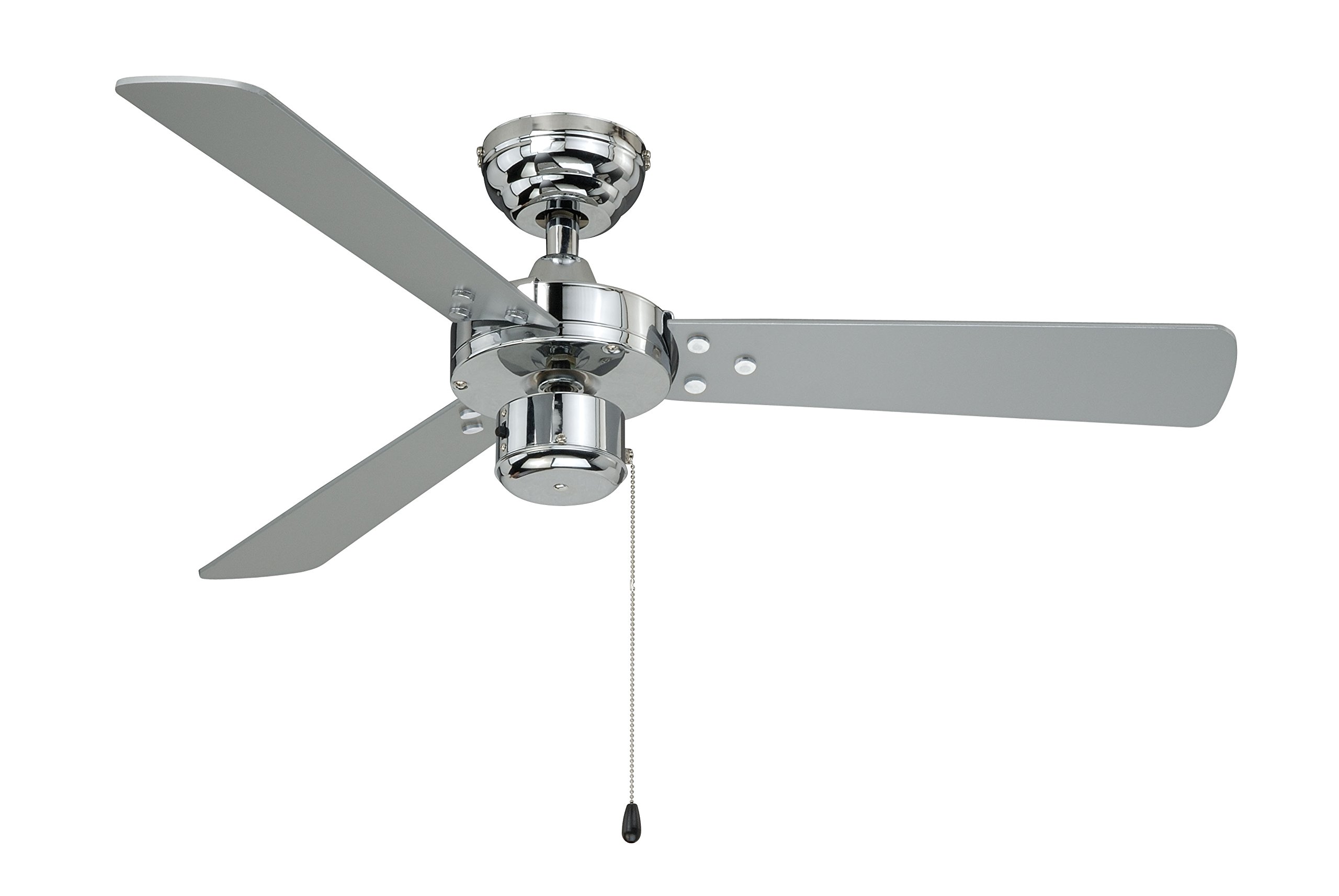 AireRyder - Cyrus Ceiling Fan without Lighting | Quiet Fan with Pull Switch in Shiny Chrome Design, Reversible Blades in Black/Silver Diameter 107 cm. (Colour: Chrome & Black/Silver)