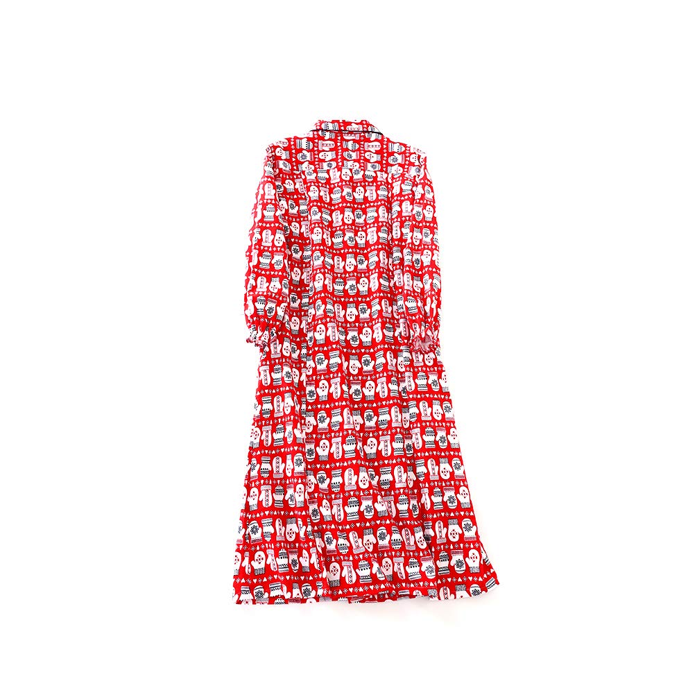 ENJOYNIGHT Women\'s Sleep Shirt Flannel Print Pajama Top Button-Front Nightshirt Sleepwear (X-Large, Red)