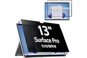 Peslv Privacy Screen for 13 Inch Surface Pro 11/10/9/8/X, MagicSuction™ Removable Anti Spy Black Protector, Glare Blue Light Filter for Microsoft Laptop Computer Monitor