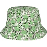 Frog Print Bucket Hats for Women Men Wide Brim Summer Travel Packable Frog Bucket Beach Sun Hat