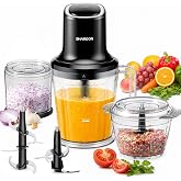 SHARDOR 3-in-1 Small Food Processor/Blender, 400W Powerful Food Chopper with 6-Cup Jar, 4-Cup Processor Bowl &amp; 2-Cup Chopper Bowl, for Food Prep, Smoothies and Milkshakes