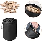 Vicloon Peg Bag Black Large Clothespin Bag with Draw Cord and Hook view 4