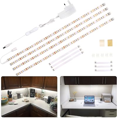 WOBANE LED Under Cabinet Lighting Kit 2m Rope Light 4 Panels 12V 120 LEDs