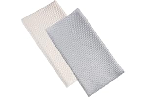 AULLAR 2 Pack Solid Changing Table Pad Cover Cradle Sheet, Fits 32"/34''x16 Contoured Diaper Changing Pad, Dots Plush Changing Table Covers(Beige + Grey)