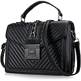 Top Handle Bag Quilted Crossbody Bags Trendy Designer Handbags for Women Black Leather Cross Body Satchel Purses Shoulder Bag