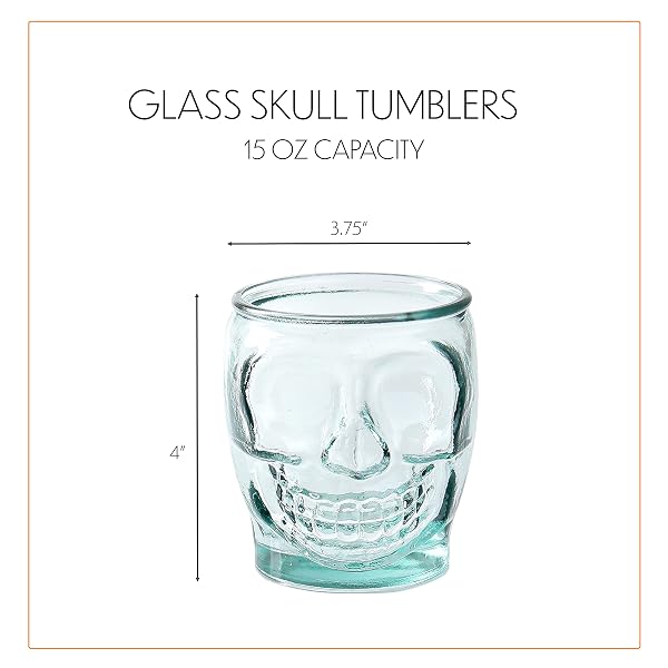 6 PACK – 15 OZ SUGAR SKULL GLASS SUMMERWEEN TUMBLERS – SET OF 6 CREEPY DRINKING CUPS -15 OZ, WITCHY GIFTS, SPOOKY GOTH GIFTS FOR WOMEN, – GOTHIC KITCHEN DECOR, WITCHY BARWARE SKULL JAR
