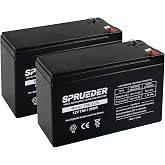 SPRUEDER 12 Volt 7Ah Rechargeable Sealed Lead Acid(SLA) Battery 2 Pack with F1 Terminal