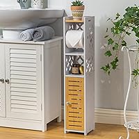 H HUIYKALY Toilet Paper Holder Stand: Bathroom Stand with Toilet Paper Holder Insert,Slim Storage Cabinet for Small Space