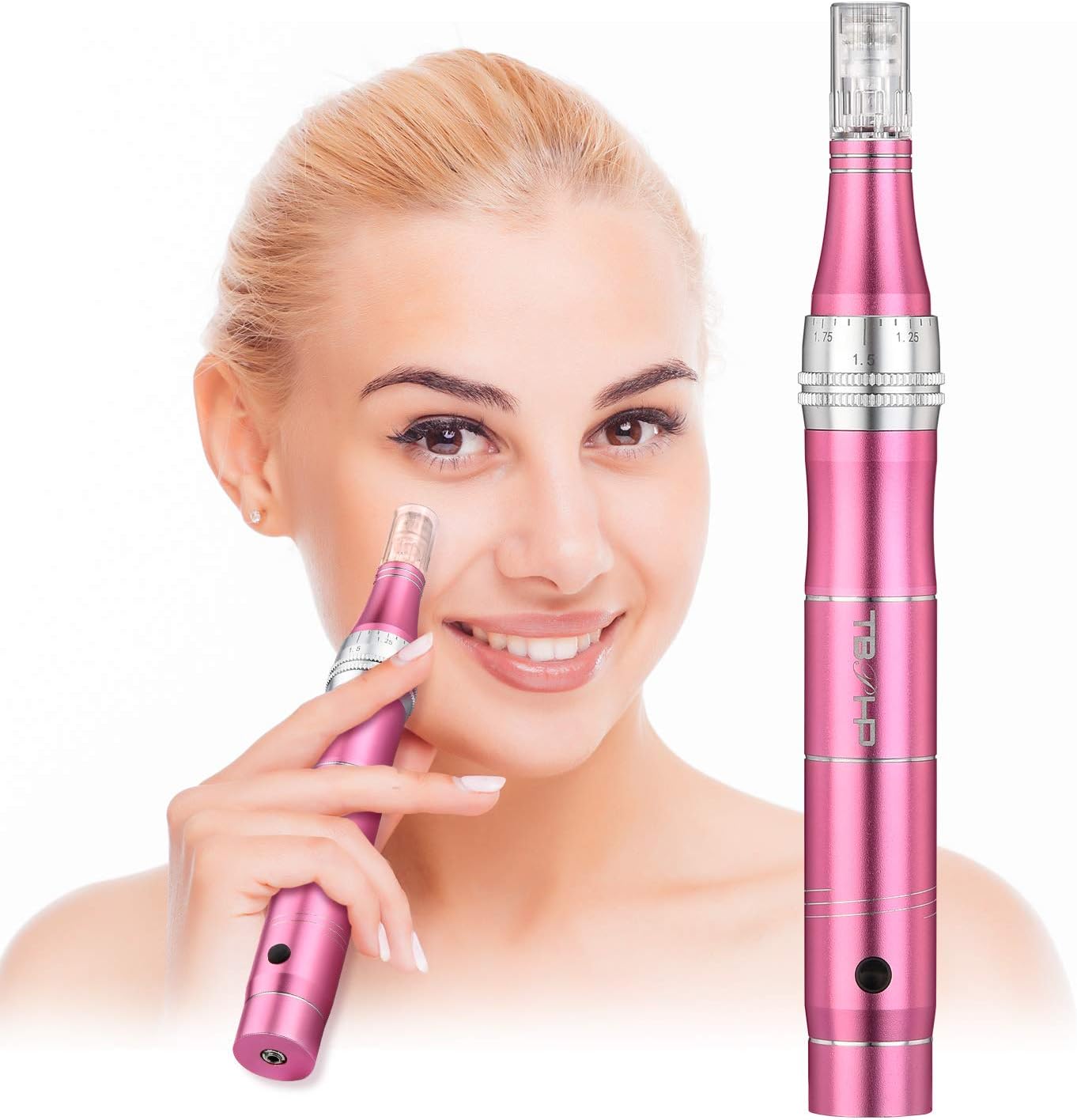 TBPHP DermaPen for Microneedling, Electric Anti-Aging Skin Therapy Device, Wireless and rechargable, 0.25mm-2.0mm, rose gold