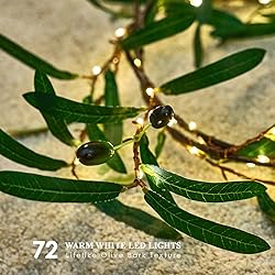 CAMANTU Artificial Olive Garland with Lights 6ft